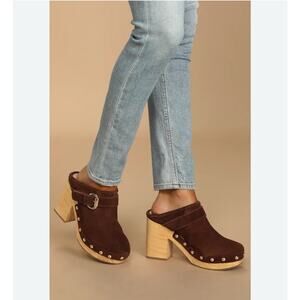 Steve Madden Hilde Brown Studded Suede Mules / Clog Womens Size 9